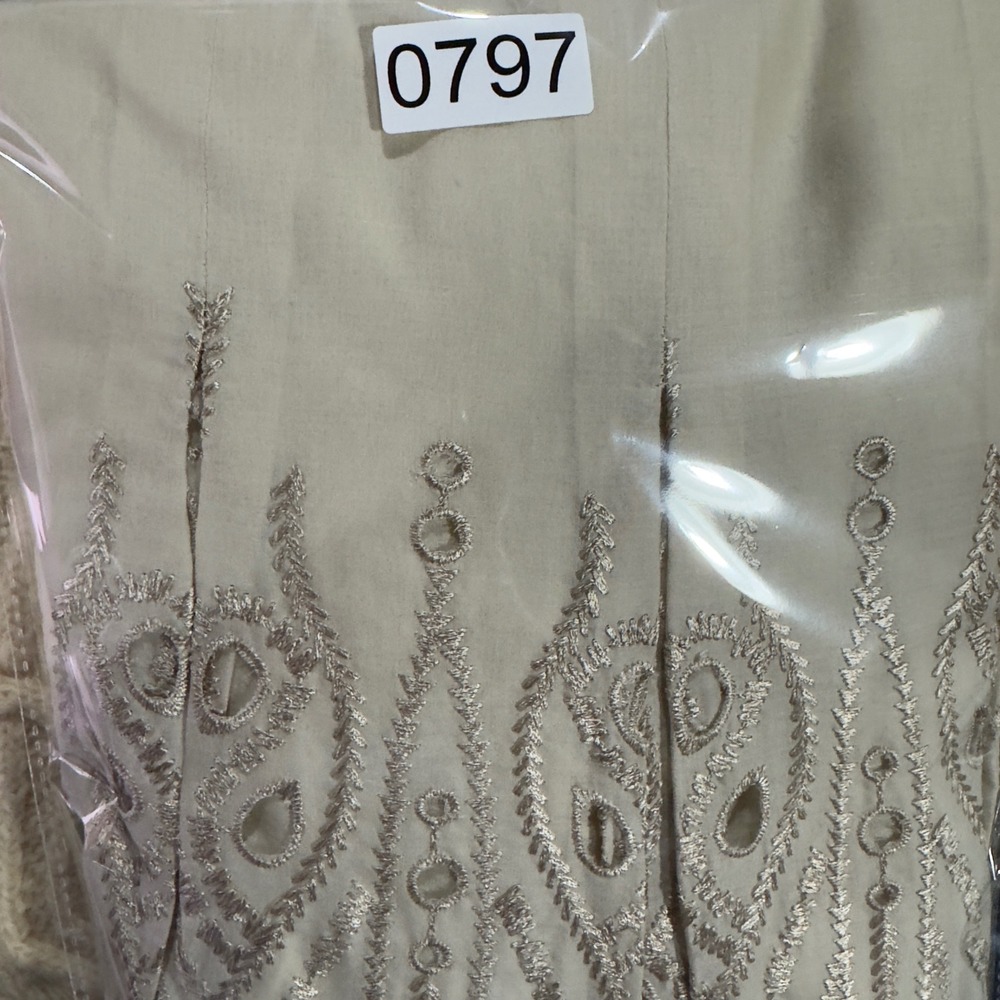 Vtg Y2K Talbots 14Petite Ivory Cotton Embroidered Eyelet A-Line Midi Skirt Lined - Picture 8 of 8